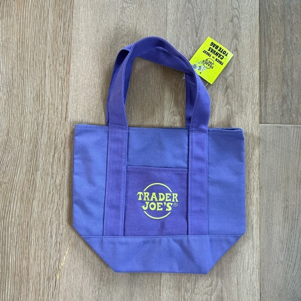 Trader Joe's Halloween Purple And Black Green Mini Tote Bag - Picture 7 of 7